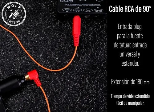 Cable RCA De 90° Para Máquina De Tatuar
