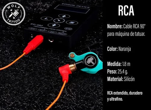 Cable RCA De 90° Para Máquina De Tatuar