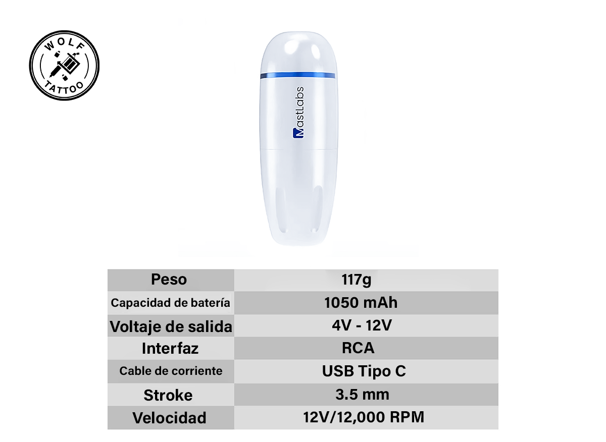 Máquina para Tatuar "LABS", marca MAST, Micropigmentación. Alámbrica.