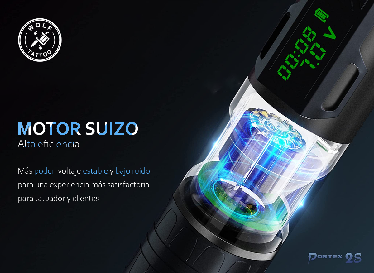 Máquina Para Tatuar Premium "Tipo P2S", Inalámbrica. Incluye 2 baterías.