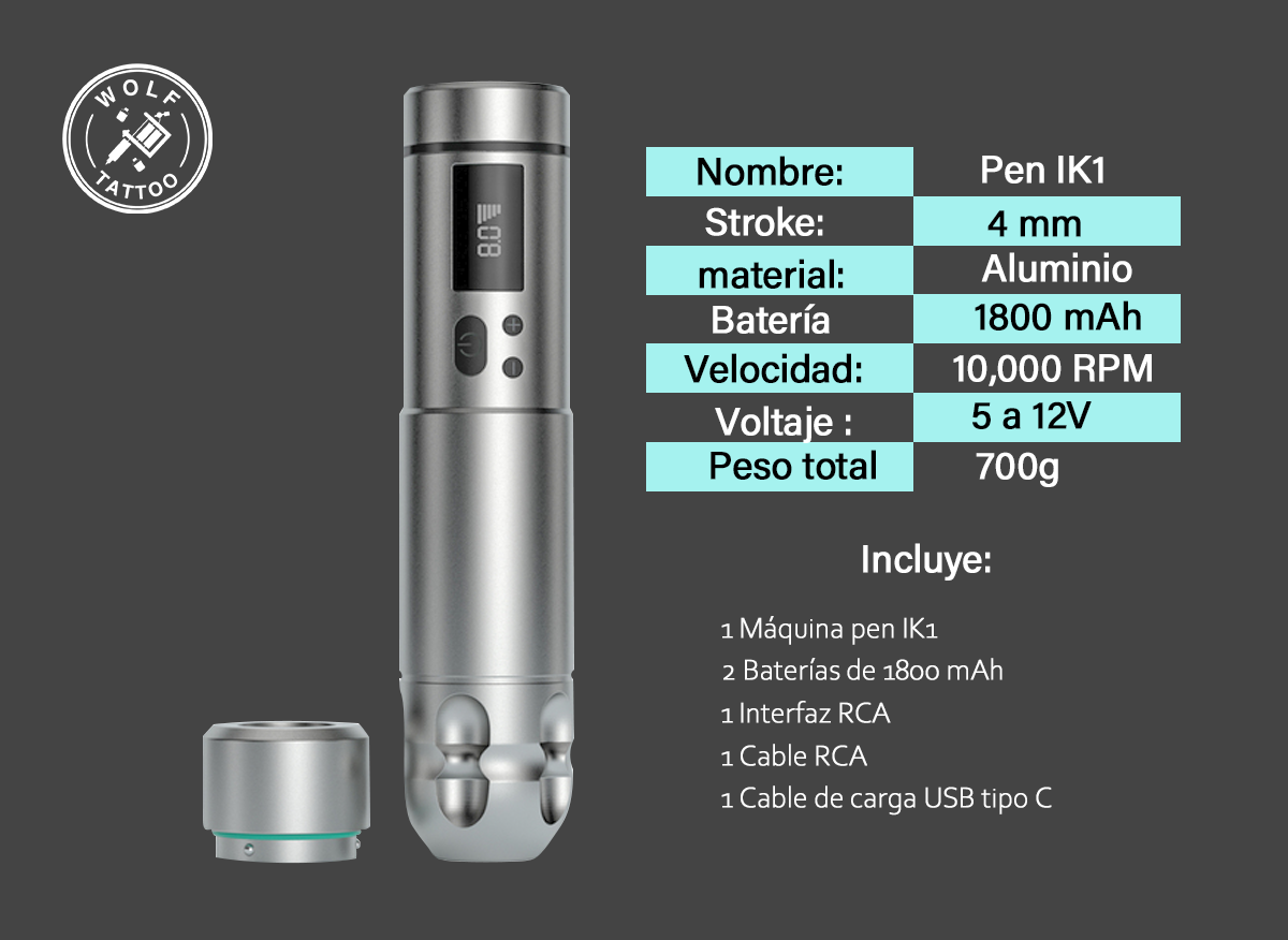 Máquina Para Tatuar, Tipo "IK1" , Profesional, Inalámbrica.