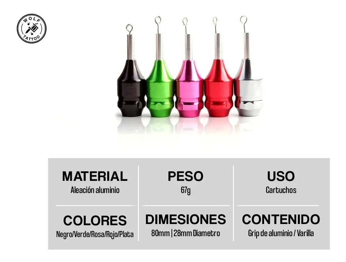 Grip De Aluminio Para Tatuar De Ajuste Fijo De Cartucho 30mm