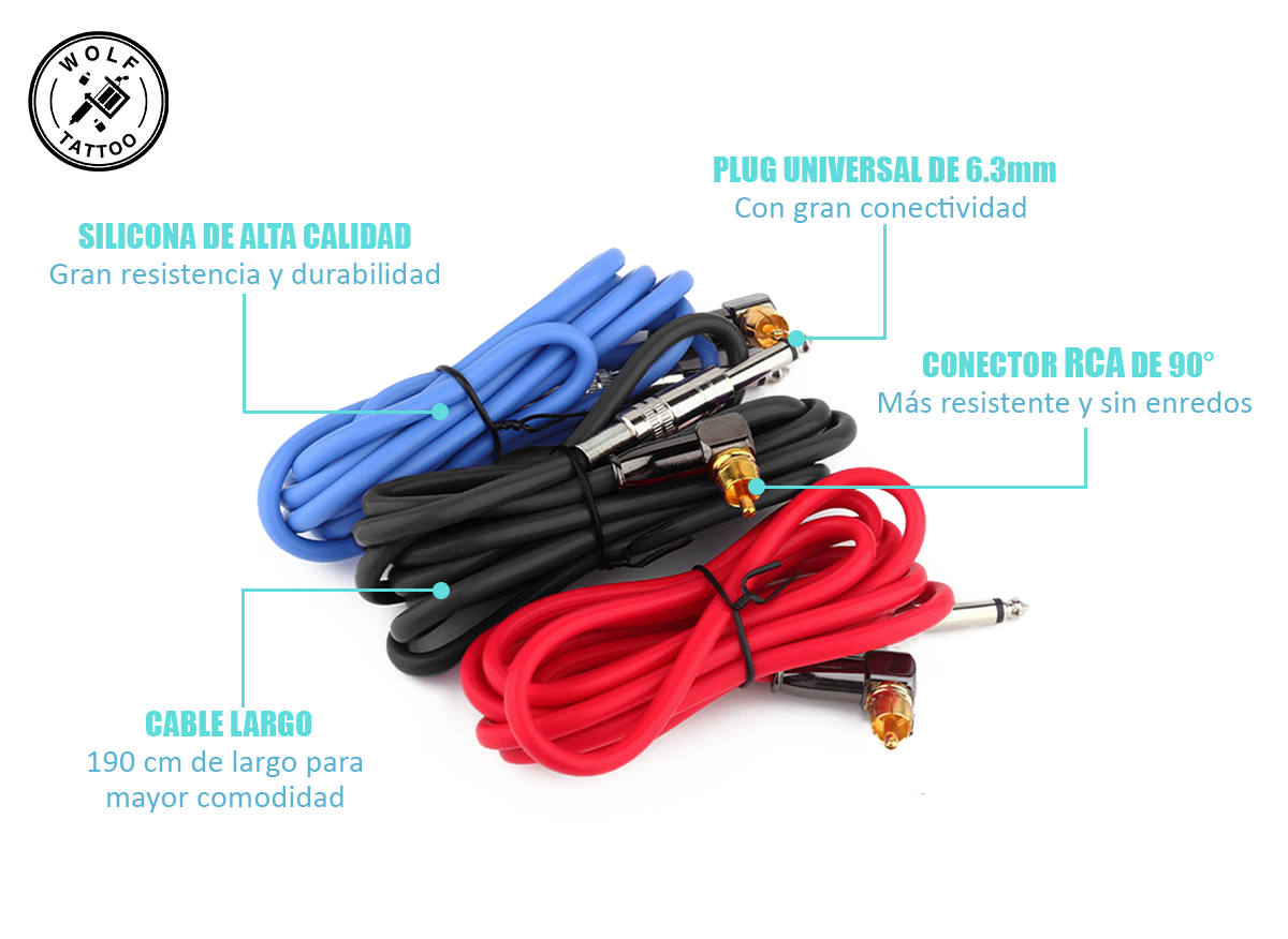 Cable Rca Para Máquina De Tatuar De Silicón Reforzado 90°