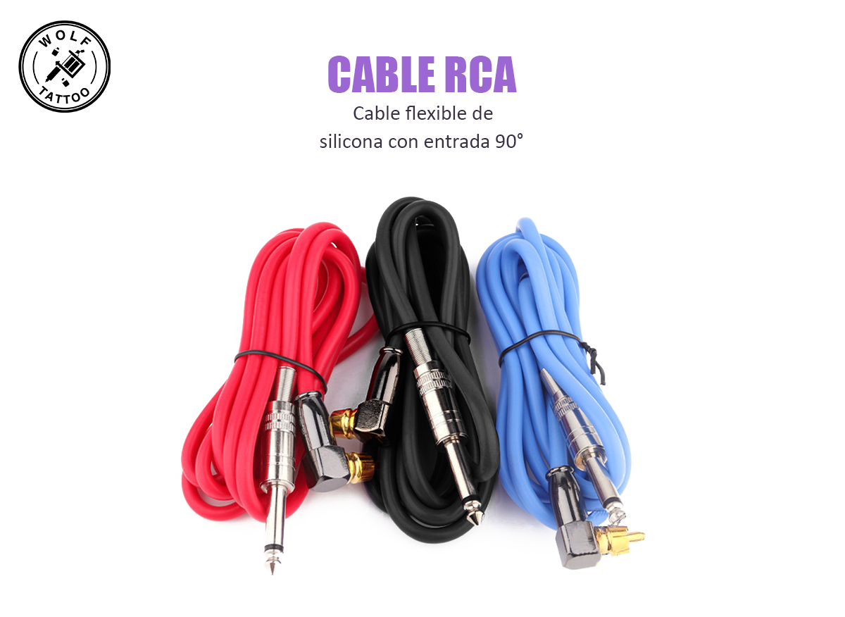 Cable Rca Para Máquina De Tatuar De Silicón Reforzado 90°