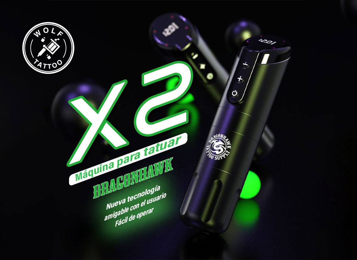 Máquina para Tatuar "X2", marca DRAGONHAWK, Inalámbrica.