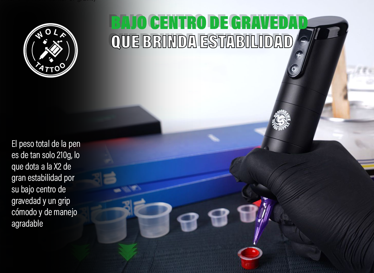 Máquina para Tatuar "X2", marca DRAGONHAWK, Inalámbrica.