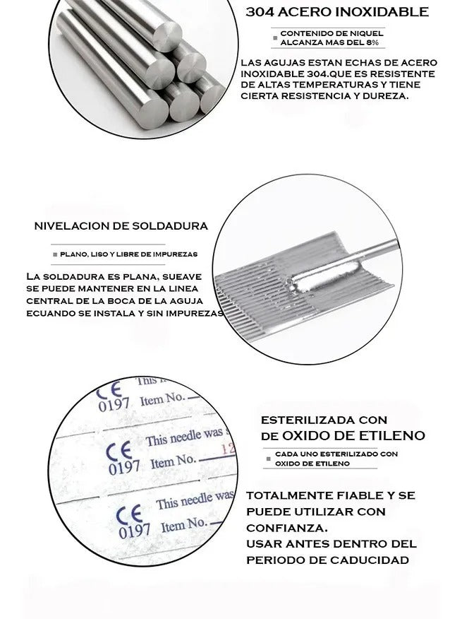 Caja De Agujas Para Tatuaje De Barra RS 50pz