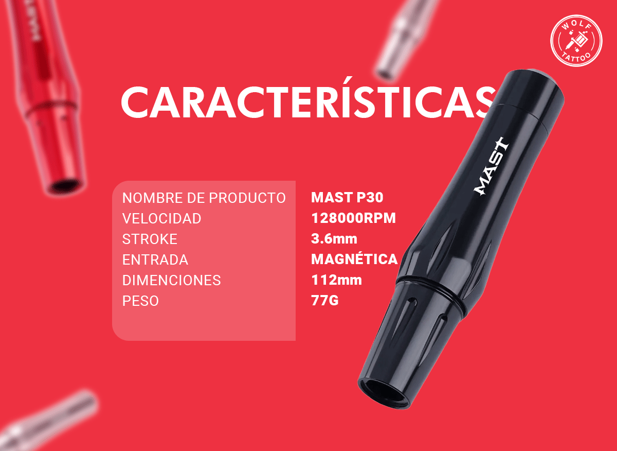 Máquina para Tatuar "P30", marca MAST, Micropigmentación. Alámbrica.