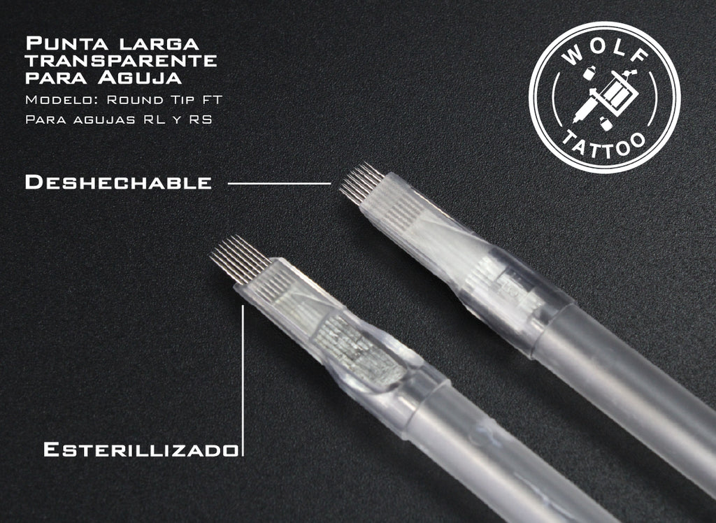 Tubo Para Tatuar Punta Larga 50pz Rt / Mf Transparente