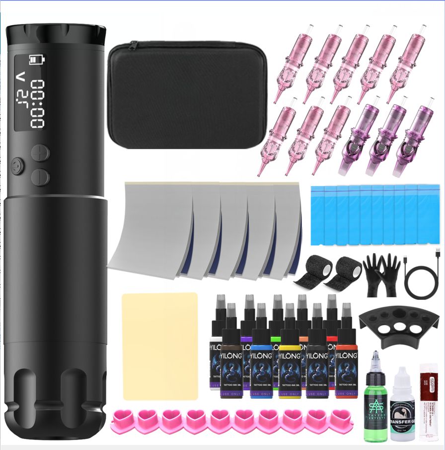 Kit Tatuaje Completo Ophir Pen Inalámbrica Y Accesorios