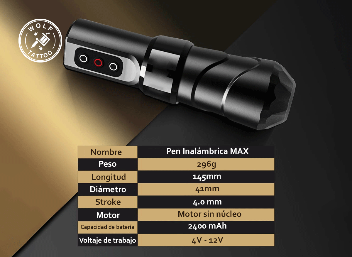 Máquina Para Tatuar Tipo "MAX FLUX"  Profesional Inalámbrica.