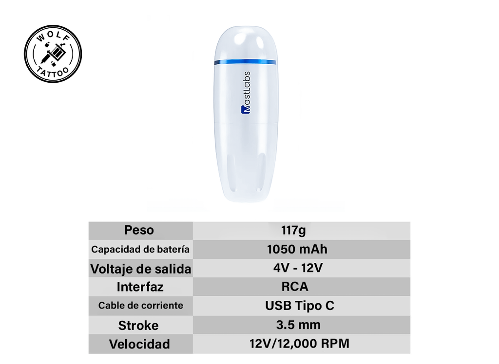 Máquina para Tatuar "LABS", marca MAST, Micropigmentación. Alámbrica.
