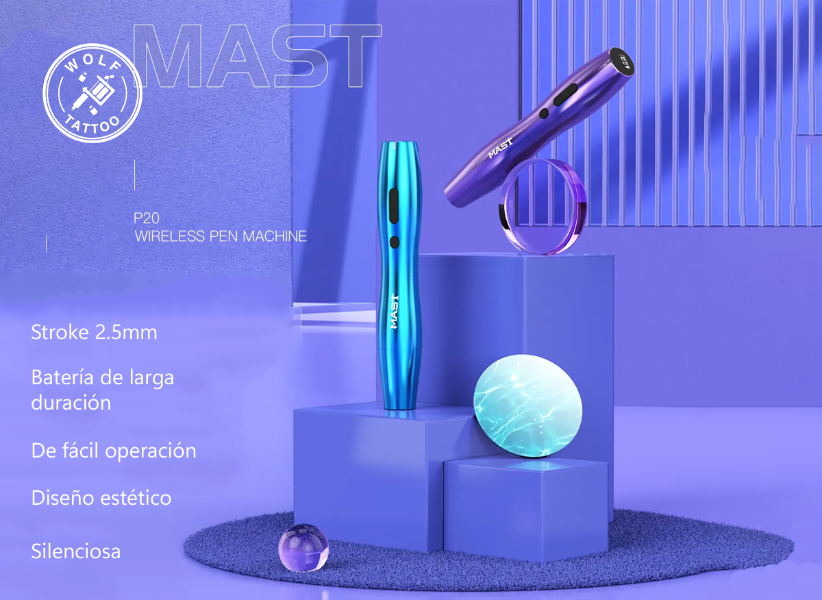 Máquina para Tatuar "P20", marca MAST, Micropigmentación, Alámbrica. 2 Baterías