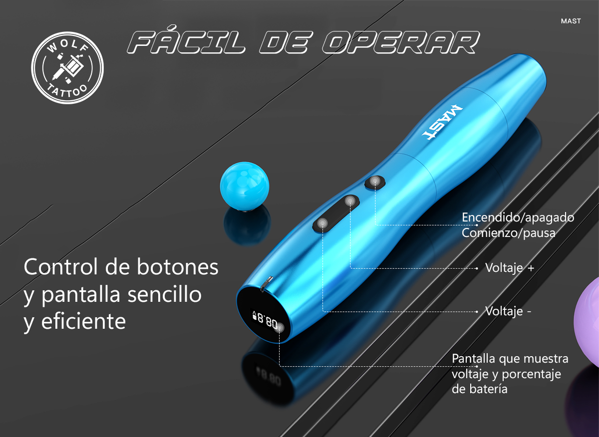 Máquina para Tatuar "P20", marca MAST, Micropigmentación, Alámbrica 1 Batería
