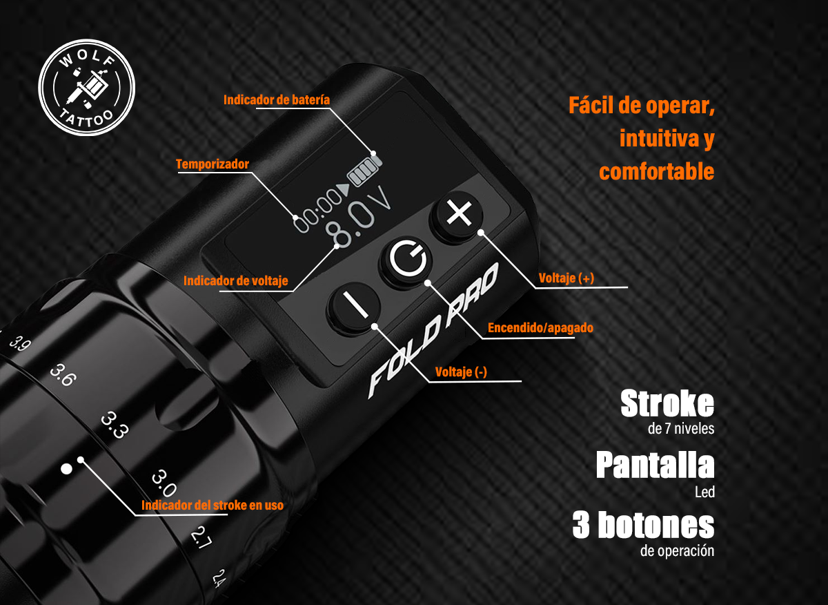 Máquina para Tatuar "Fold Pro", marca MAST, Alámbrica. 1 Batería