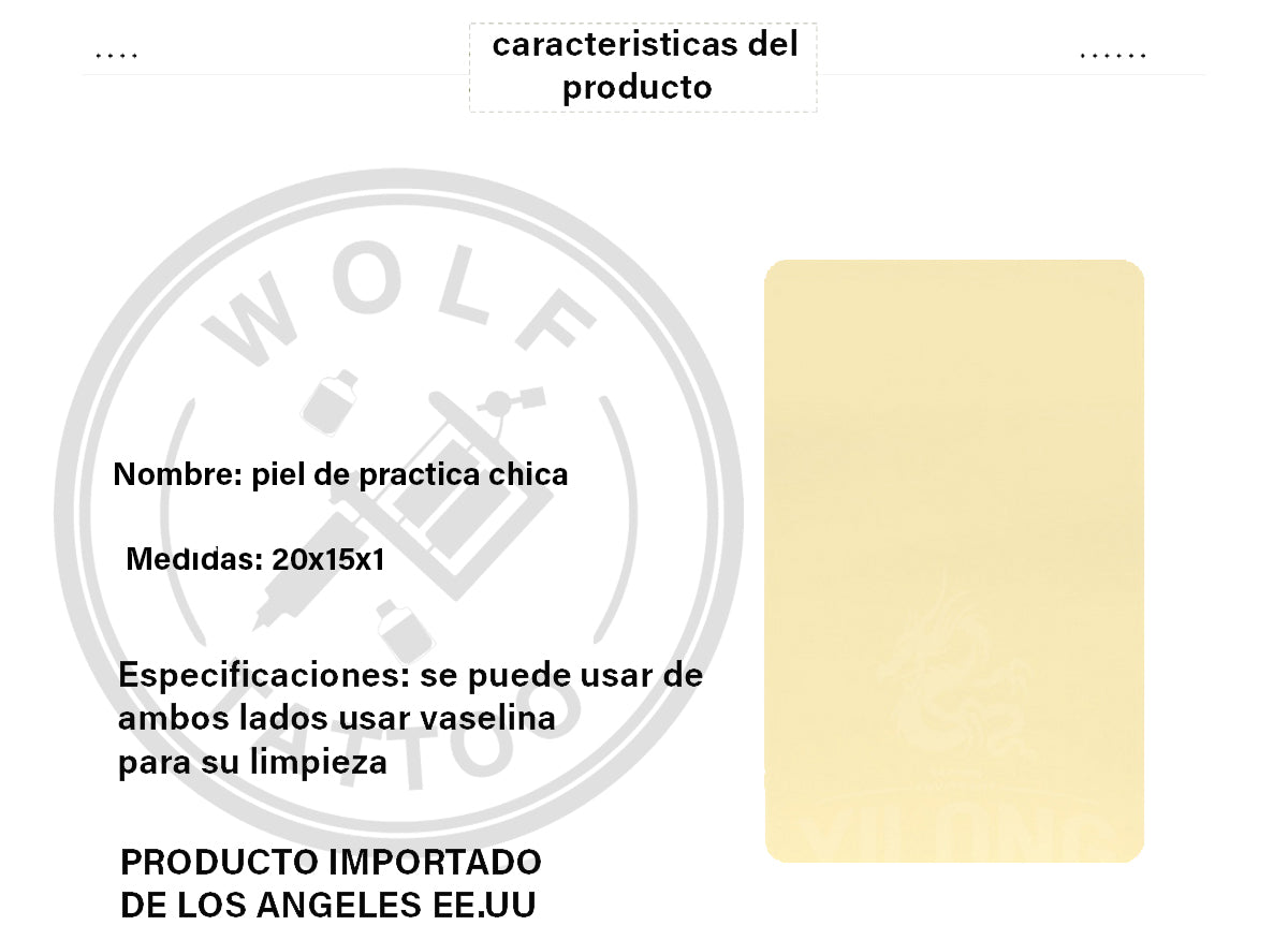 Piel sintética de practica para tatuar Chica 5pz