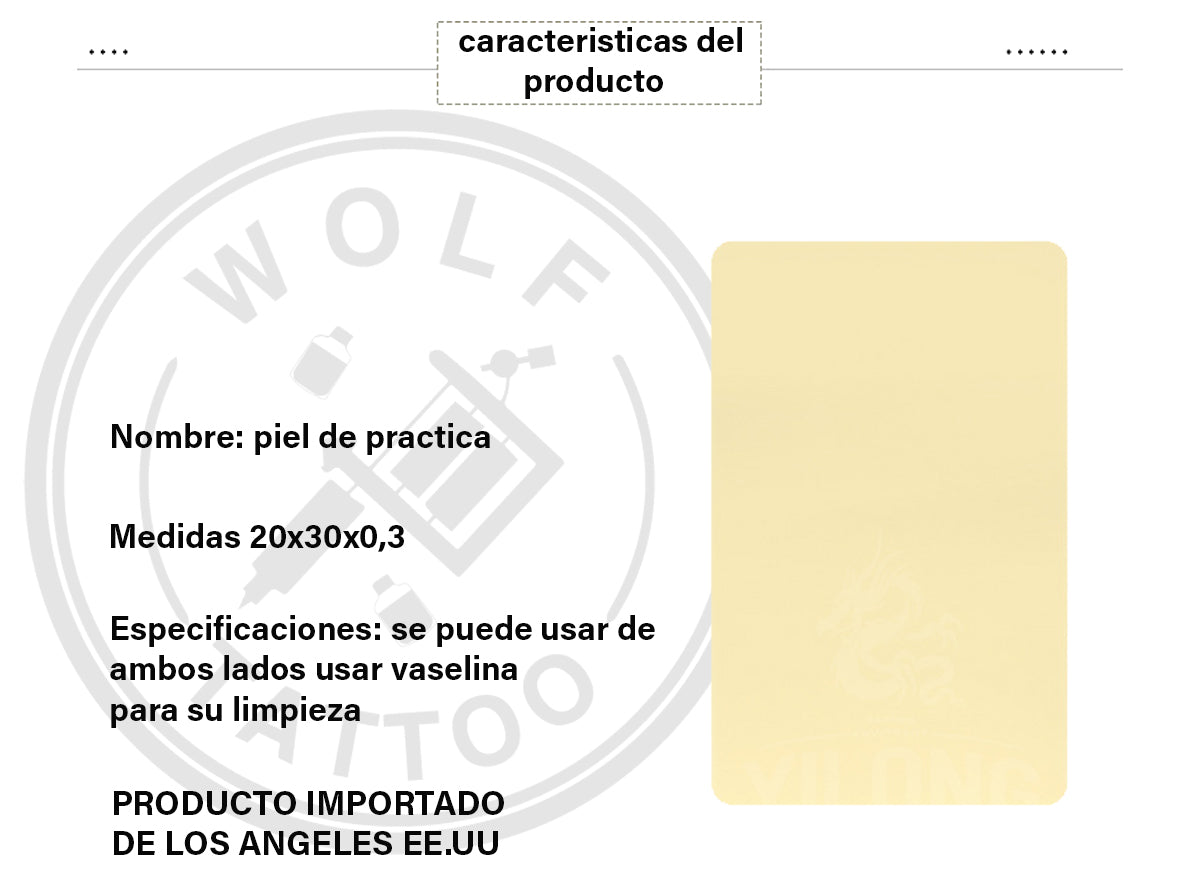 Piel sintética de practica para tatuar Mediana 5pz