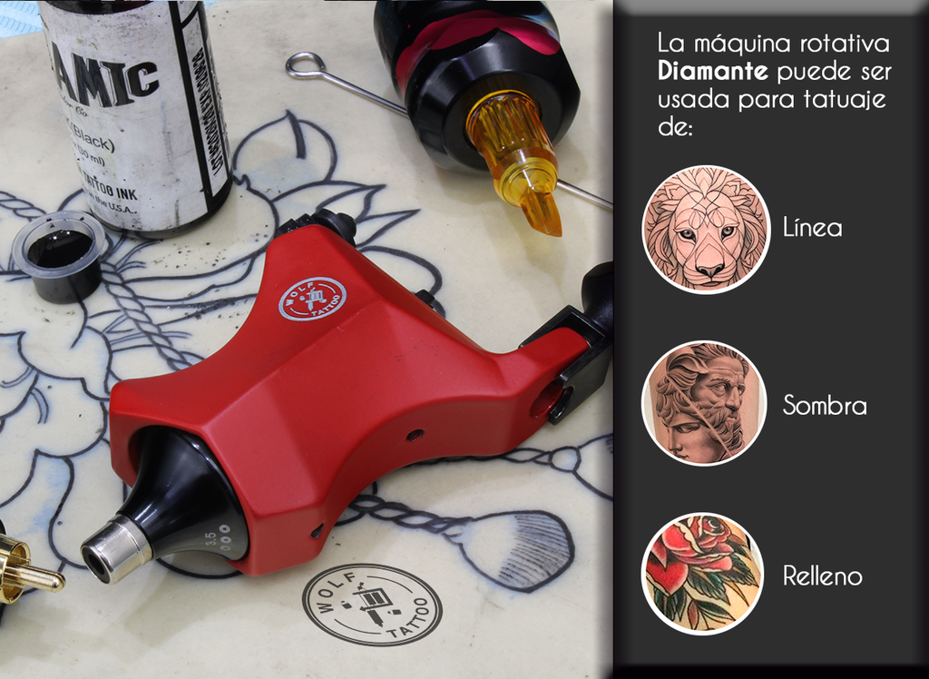 Máquina "Diamond" Para Tatuaje Rotativa Profesional Wolf Tattoo