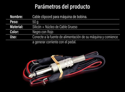 Cable Clipcord De Gancho Para Máquina De Bobina Tatuar