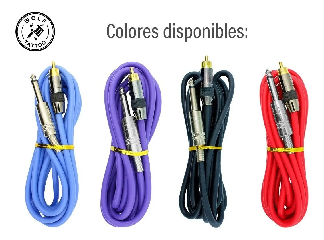 Cable Rca Para Máquina De Tatuaje 2mts Silicón Reforzado