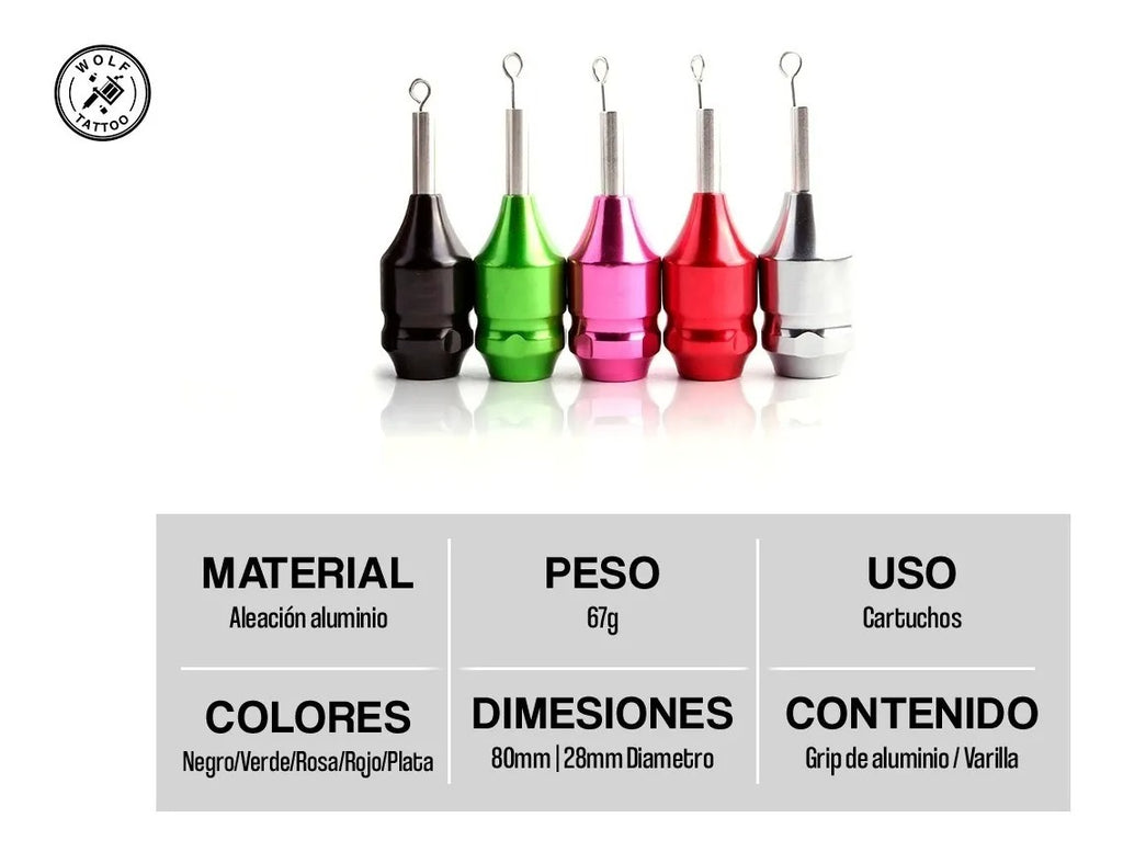 Grip De Aluminio Para Tatuar De Ajuste Fijo De Cartucho 30mm